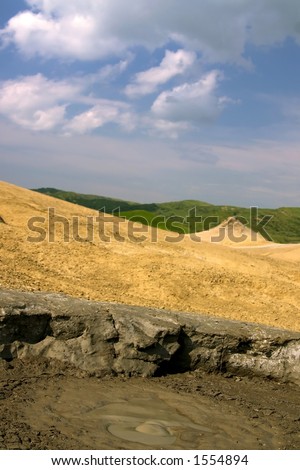 Active volcano mud crater from Mud Volcanoes - Buzau, Romania (unique geological phenomenon in Europe where the earth gas reaches the surface through hills making small Mud volcanoes)