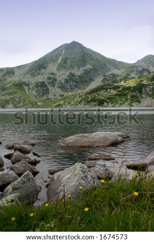 Bucura lake the bigest glacial lake from Romanian Carpathian\'s Mountains
