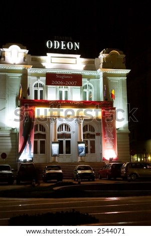 Odeon teather building in the night in Bucharest - Romania