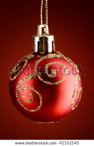 Beautiful single christmas red globe with golden design