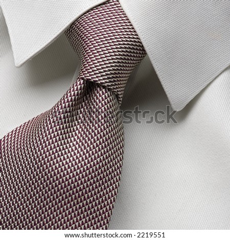 white collar with neatly tied necktie - four in hand knot