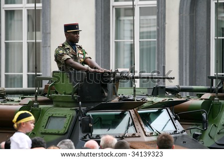 BRUSSELS, BELGIUM - JULY, 21: An unidentified military officer takes part during a national day parade July 21, 2009 in Brussels, Belgium.
