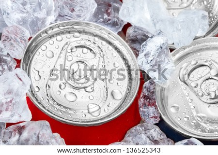 drink cans with crushed ice
