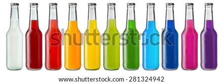 Similar – Image, Stock Photo Lemonade in bottle with drinking straw and ingredients: strawberry and lime slice at white background.
