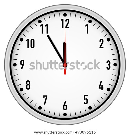realistic vector wall clock pointing 5 to 12 concept