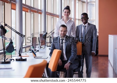 business people group have meeting and working in modern bright office indoor
