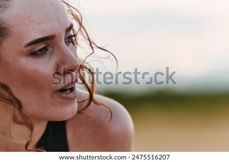 Similar – Image, Stock Photo Woman Resting After Exercises at the Gym