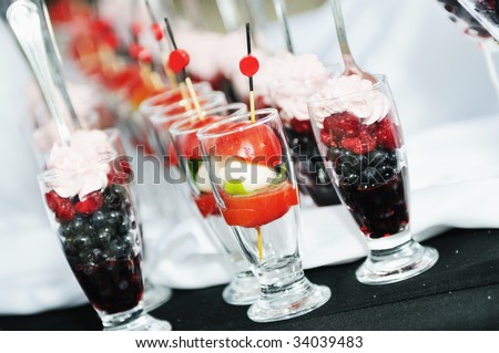 catering buffet food outdoor in luxury restaurant with colorful fruits