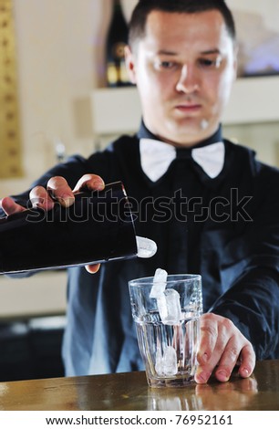 pro barman prepare cocktail drink and representing nightlife and party event  concept