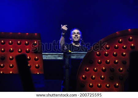 BONTIDA - JUNE 21: Dj Shiver performs live the set named Modern Disco at the main stage of the Electric Castle Festival on June 21, 2014 in the Banffy castle in Bontida, Romania