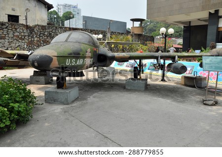 HO CHI MINH - MARCH 7: US Air Force airplane used in the Vietnamese War exposed in the War Remnants Museum in Saigon. On March 7, 2013 in Saigon, Vietnam