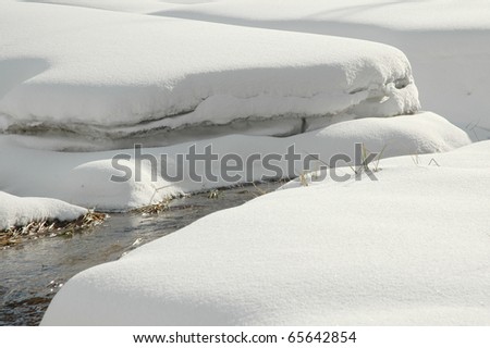 Small curved stream on snow