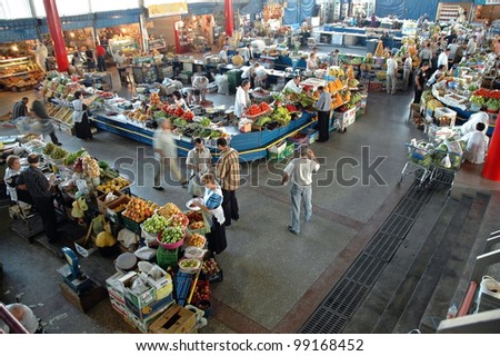 YEREVAN - JULY 16: Inside in the Central Yerevan Market which is the largest and market in Armenia, on a fair day, on July 16, 2006 in Yerevan, Armenia