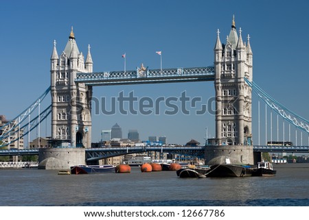 The Tower Bridge in London, on a sunny day