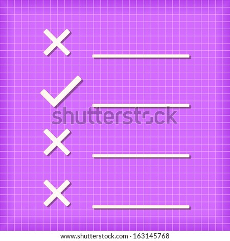 Check List Form on Purple Paper Sheet. Vector Illustration.