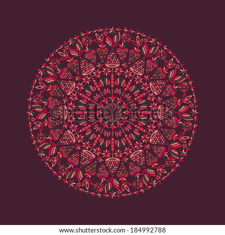 Brown Circle Lace Mandala Ornament. Illustration