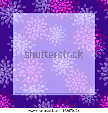 Dark Purple Flower Greeting Card with Square Place for Text Massage