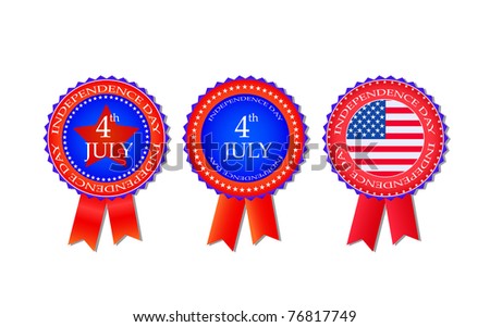 Rosette Icon on 4th July. Vector Illustration For Independence Day