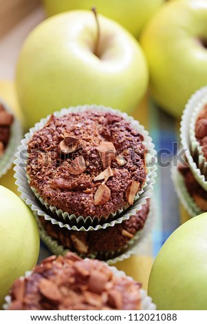 delicious apple muffins with cinnamon and almonds - sweet food
