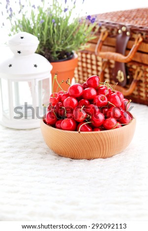 bowl of fresh red cherries - fruits and vegetables