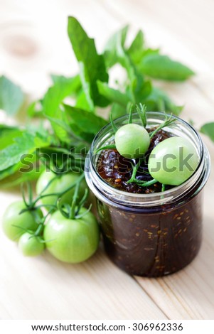 homemade green tomatoes jam - fruits and vegetables