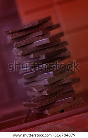 stack of dark chocolate - sweet food