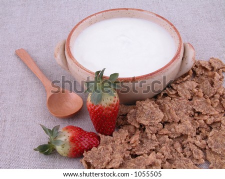 on diet - yogurt, corn-flakes and sweet strawberries