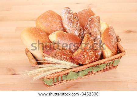 basket full of various rolls - breakfast time