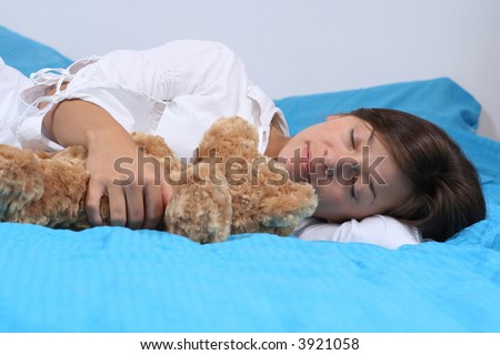 young woman in bedroom - rest