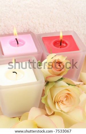 beauty treatment - towel candles and roses - everything you need to have some relax