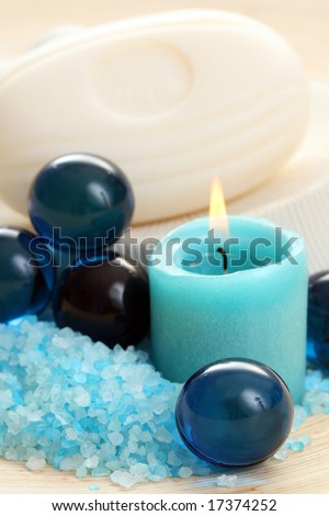 bath salt and soap - blue beauty treatment