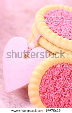 stack of delicious pink cookies - sweet food