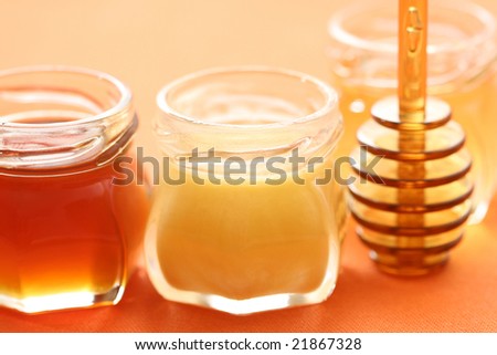 three jars of sweet honey - food and beverages
