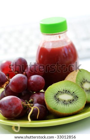 healthy snack in the office - plate of fresh fruits