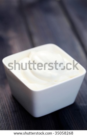 bowl of Greek yogurt - food and drink