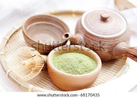 green powder tea with bamboo whisk - tea time
