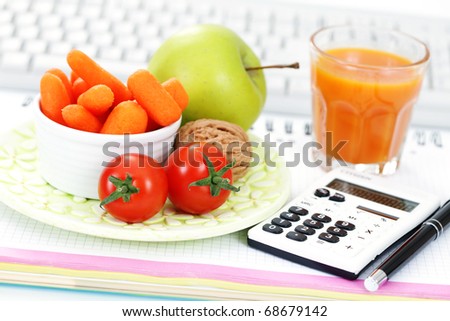 fresh fruits and vegetables during work - food and drink