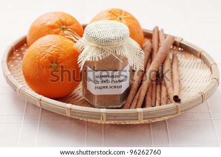 homemade orange and cinnamon sugar scrub - beauty treatment