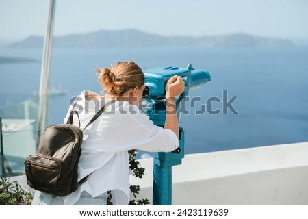 Similar – Image, Stock Photo Binoculars on Santorini with view of cruise ships