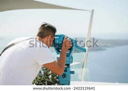 Similar – Image, Stock Photo Binoculars on Santorini with view of cruise ships