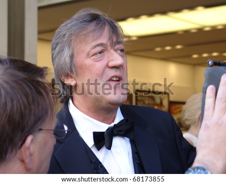 REGENT STREET, LONDON - MAY 11: Stephen Fry the actor and comedian interviewed at prodcut launch in Regent Street, London on May 11, 2009. Stephen Fry is a famous actor and TV presenter,