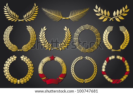 Wreath set (laurel, oak, wheat, palm and olive)