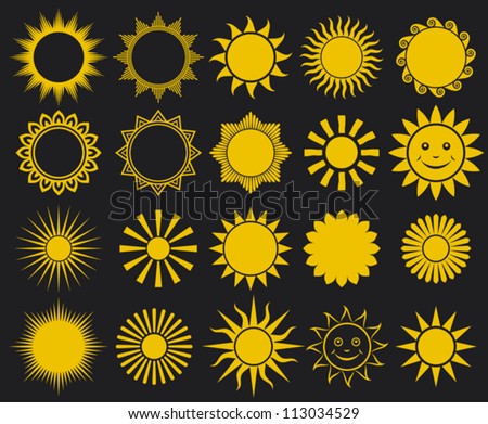 suns - elements for design (set of vector suns, suns collection ...