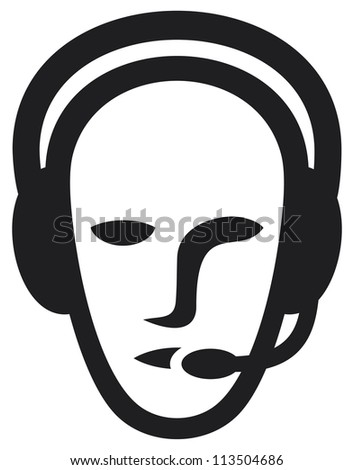 headset symbol (man headset, call center icon, face with headset, support phone operator in headset, man customer support)