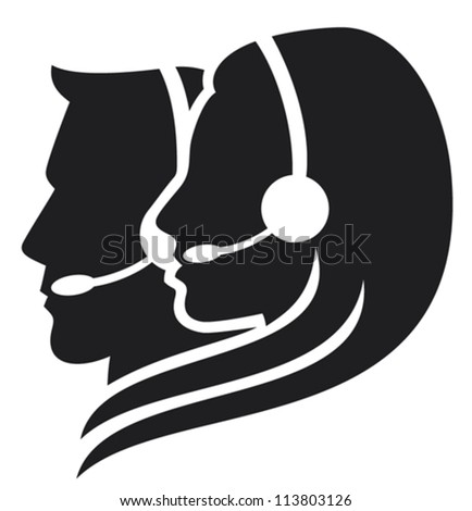 headset symbol (call center icon, support phone operators)