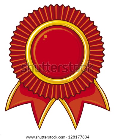 red award ribbon (award ribbon rosette, award ribbon)
