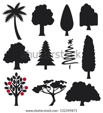 Collection Of Trees Silhouettes Stock Vector Illustration 132349871 ...