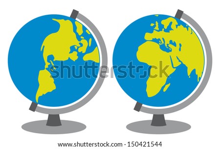 world globes showing earth with all continents