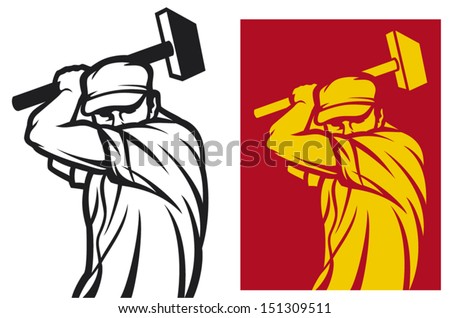 worker holding a hammer (labor day design)