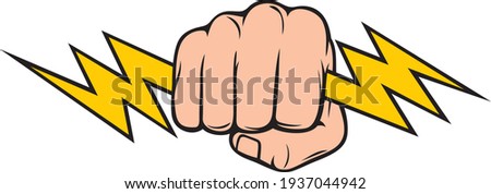 Hand Holding Lightning Bolt (Fist) vector illustration